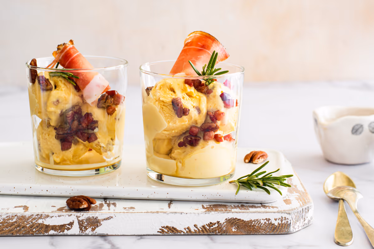 Gelato con Speck Alto Adige Igp e sciroppo d’acero