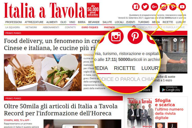 Oltre 50mila gli articoli di Italia a Tavola Record per l'informazione dell'Horeca Oltre 50mila gli articoli di Italia a Tavola Record per l'informazione dell'Horeca