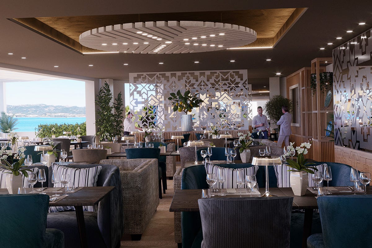 Uno dei ristoranti In estate apre 7Pines Resort Sardinia: lusso rilassato in Costa Smeralda