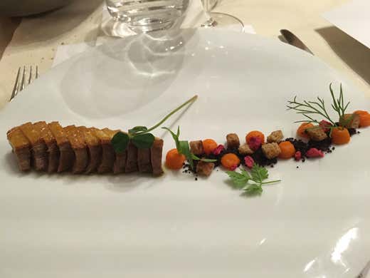 Anatra, carote, lamponi e Ulidea - chef Alfio Ghezzi