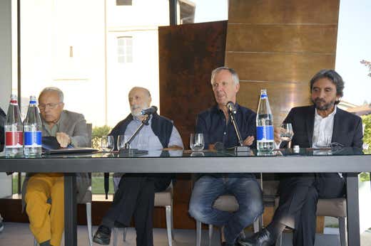 da sinistra: Angelo Gaja, Carlo Petrini, Maurilio Garola e Giorgio Rivetti