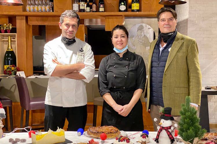 Il pastry chef Giancarlo Bruno, la chef Letizia Tognelli e l'imprenditore Jildaz Mahé - Le Carré Francais, cucina francese take away per Natale e Capodanno