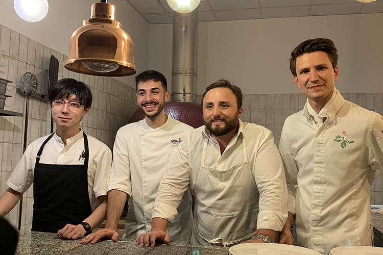 Chang Liu, Davide Marzullo, Luca Natalini, Paolo Griffa S.Pellegrino unisce pizza e alta cucina