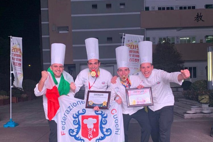 Il team che ha conquistato l'oro (Giovani cuochi italiani primi al concorso mondiale NingBo)