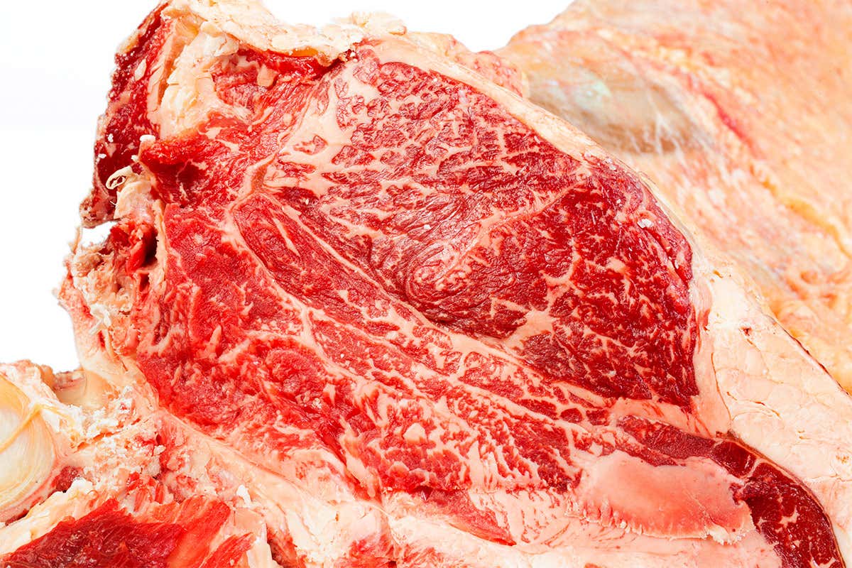 La marezzatura, grasso intramuscolare distribuito in modo uniforme Golden Age, carne di tendenza Alta gamma firmata Unika