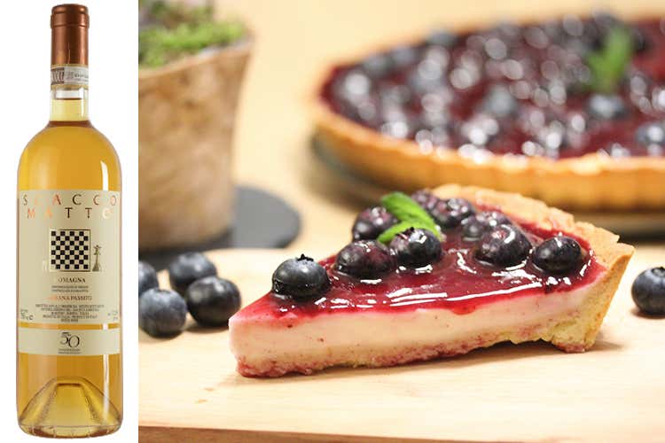 Cheesecake al mirtillo nero - Romagna Albana Passito Docg 2016 &ldquo;Scaccomatto&rdquo; Fattoria Zerbina - L&rsquo;Italia del vino Finezza romagnola