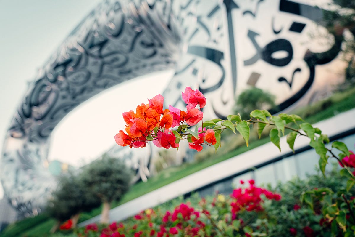 La facciata è decorata con calligrafie arab A Dubai il futuro e oggi: apre l’attesissimo Museo Motf