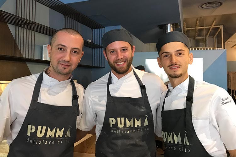 Beniamino Biliali, Marco Baldassari, Indrit Haraciu (Pummà porta anche a Milano la pizza di ricerca artigiana)