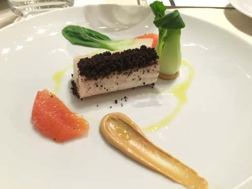 Sogliola, pompelmo, mandorle, bietole e Ulidea - chef Alfio Ghezzi