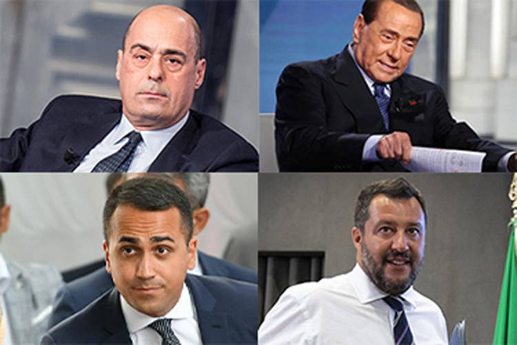 Nicola Zingaretti, Silvio Berlusconi, Luigi Di Maio e Matteo Salvini - Zingaretti, Berlusconi, M5S, Salvini Perdono tutti nella lotta al virus