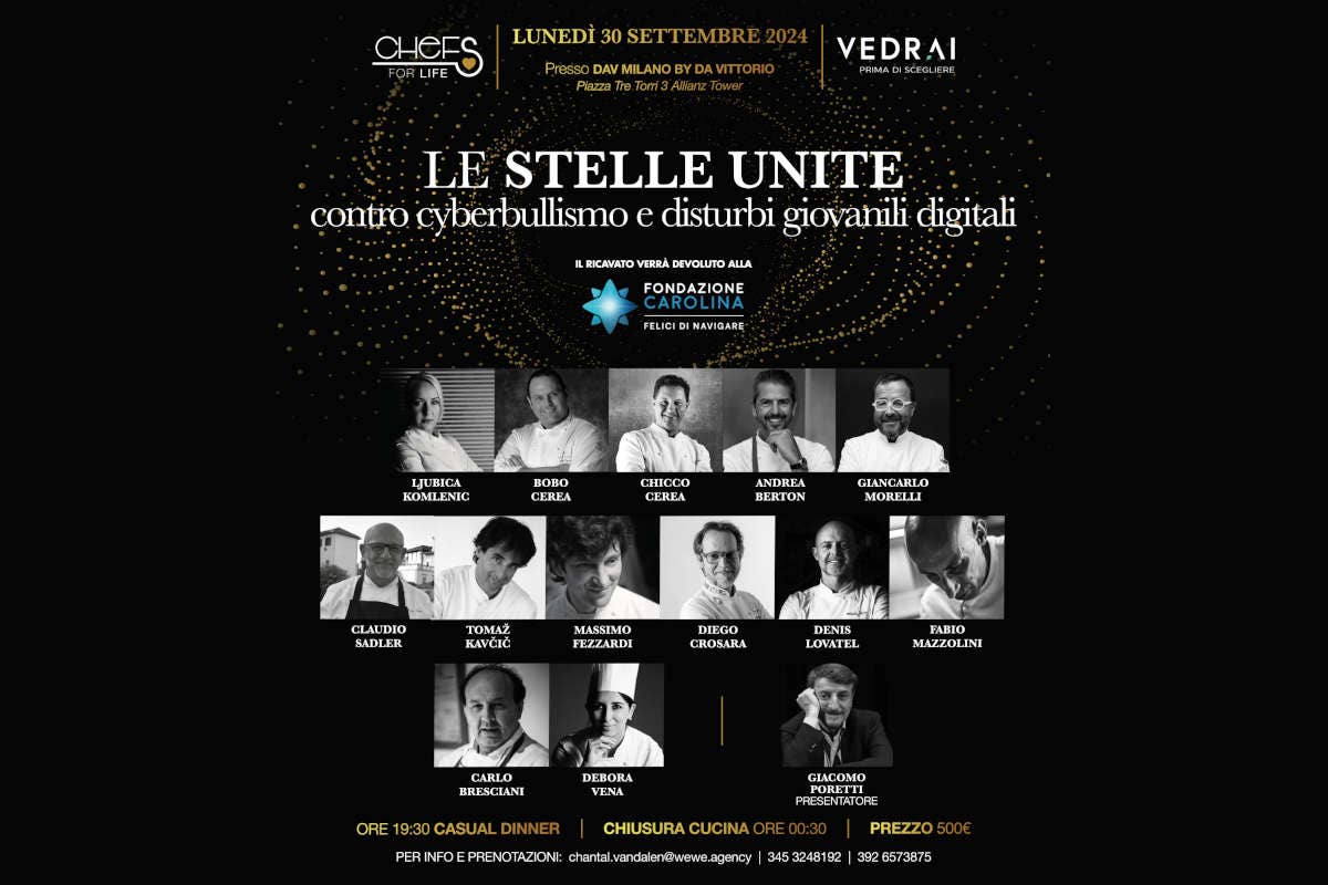 Chefs for Life: evento benefico contro cyberbullismo e disturbi giovanili digitali