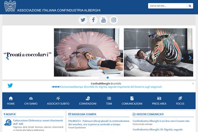 (Nuovo sito per Confindustria Alberghi Supporto ai soci, integrazione coi social)