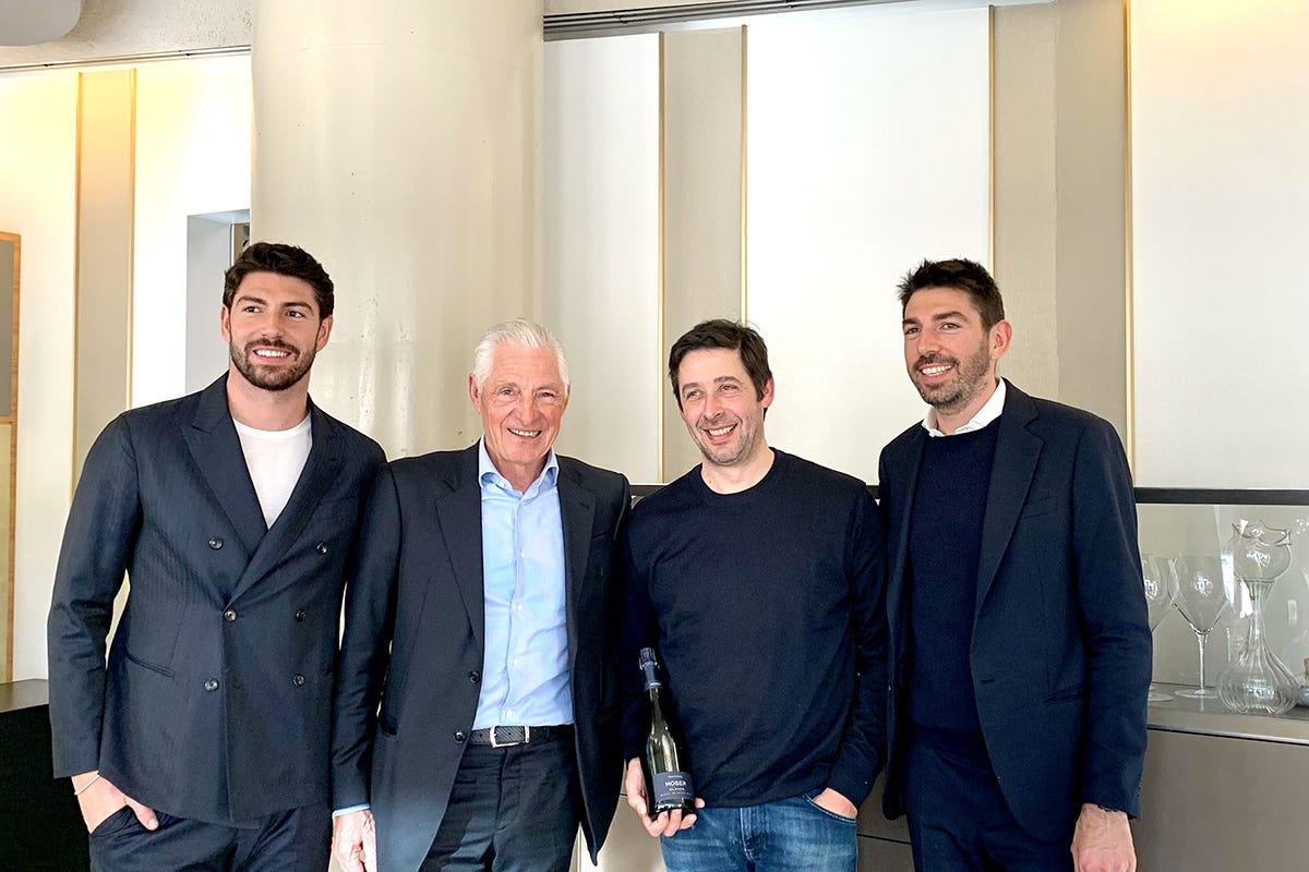 Ignazio, Francesco, Matteo e Carlo Moser Moser Trento presenta Blauen Blanc de Noirs Extra Brut 2015