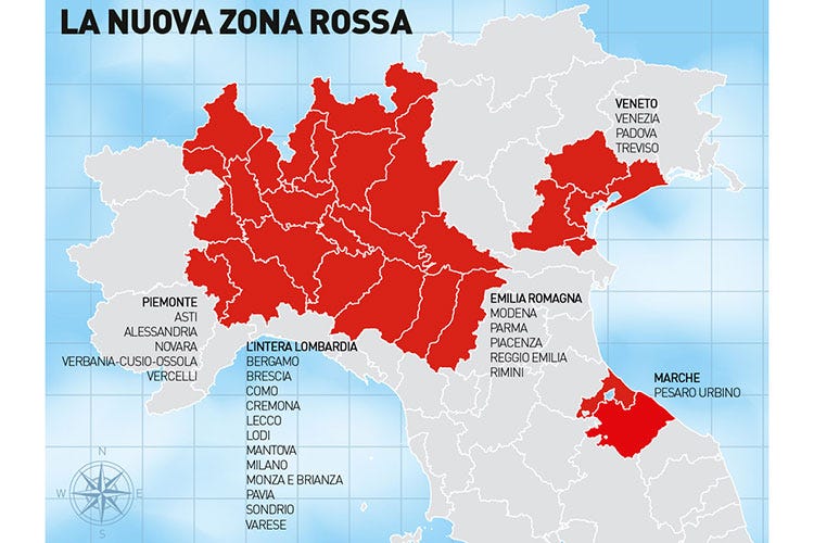 Coronavirus, Lombardia blindata Zona arancio in altre 14 province