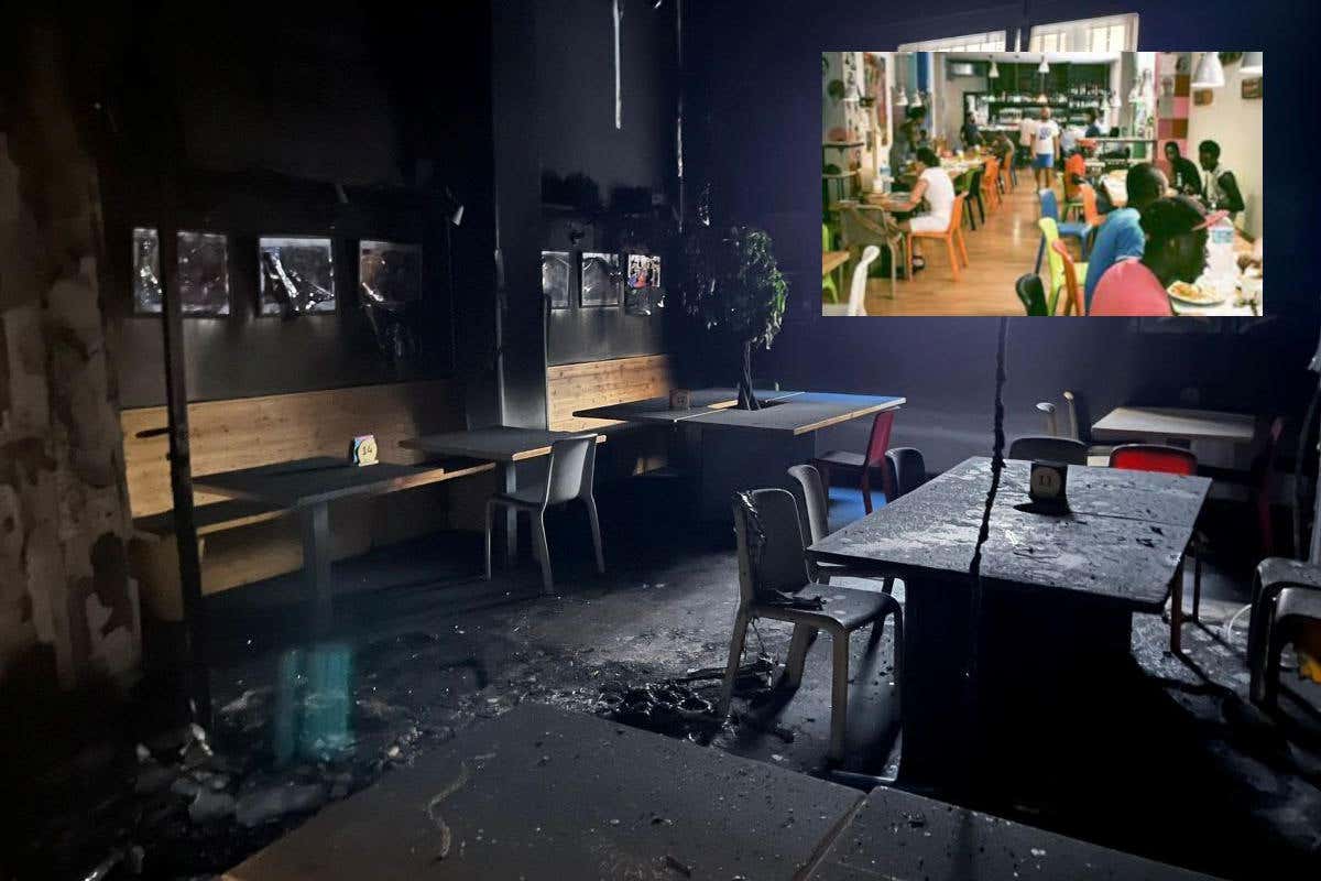 Come &egrave; ridotto, e come era (nella foto in piccolo), il Moltivolti Distrutto da un incendio Moltivolti, il locale simbolo di Ballar&ograve; a Palermo