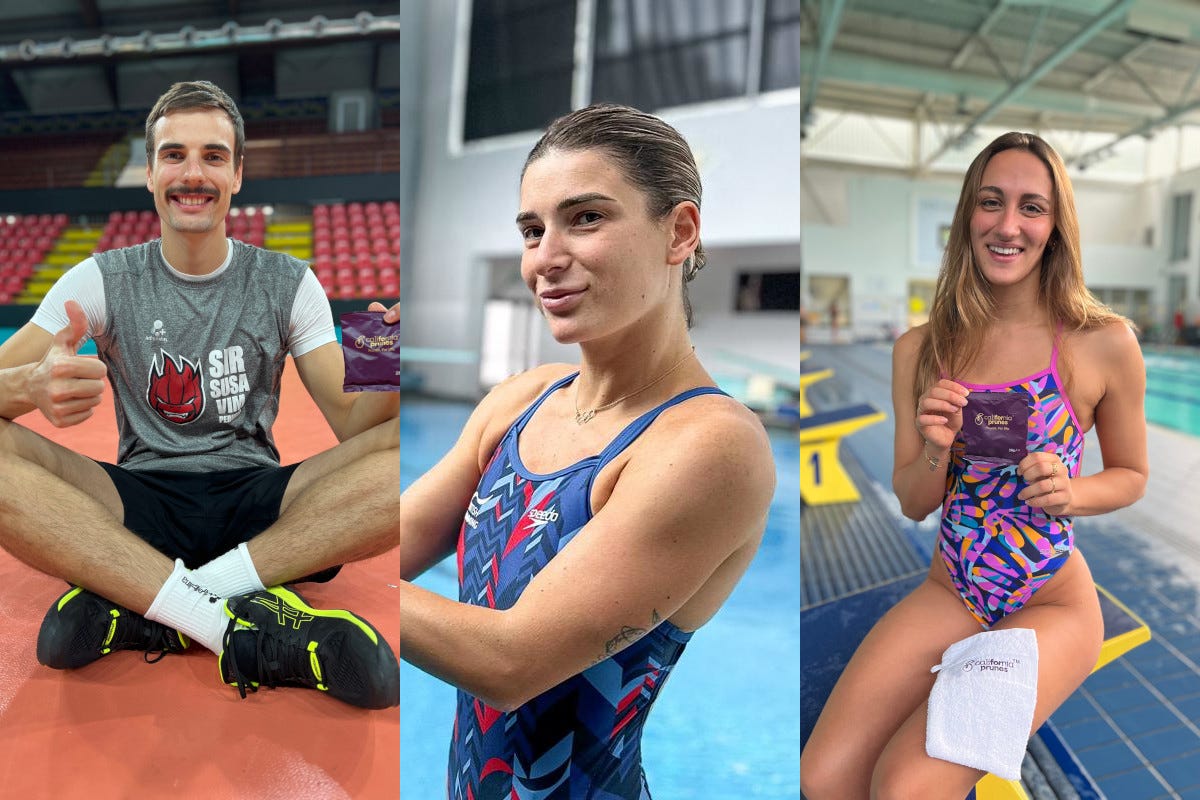 Prugne della California e tre atleti italiani uniti per la salute e lo sport