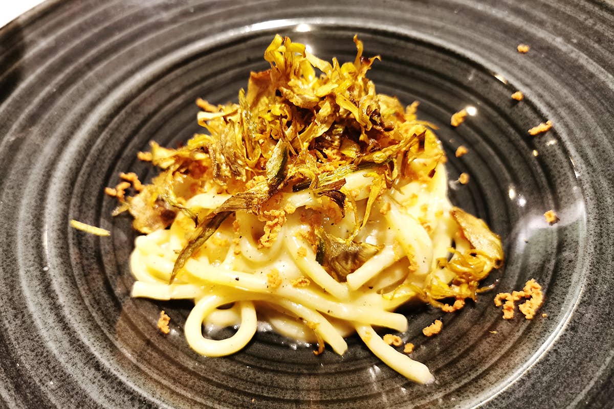 Cacio e pepe alla siciliana Quattroventi, un ristorante contemporaneo dove tutto è perfetto