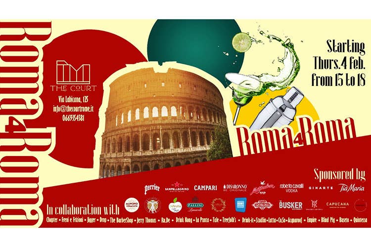 La locandina dell'evento - The Court ospita i bartender romani 15 date per l'aperitivo solidale