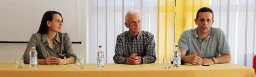 Giovanni Rossi (in centro), Corrado Gallo (a destra) in compagnia della responsabile dell'Ufficio Stampa