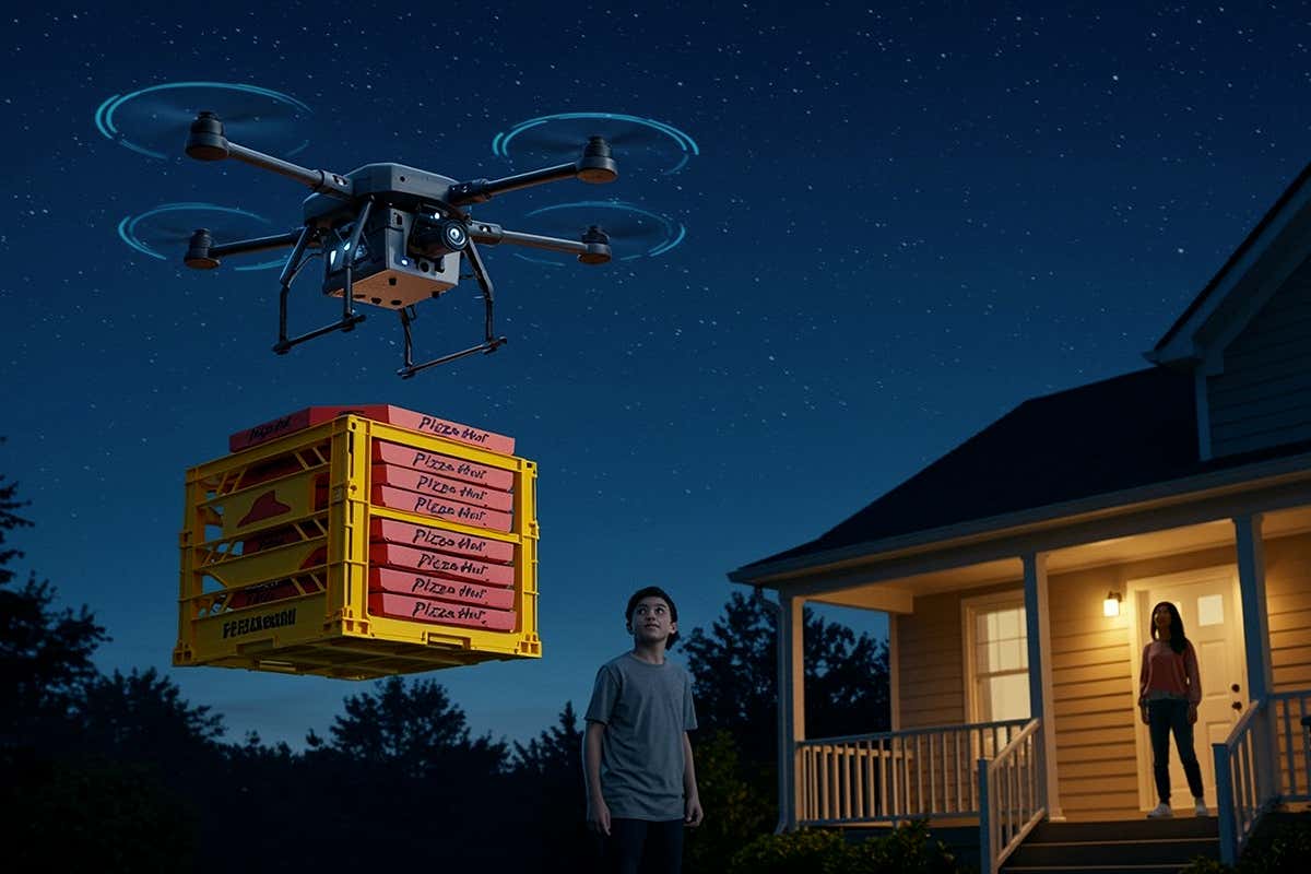 Quando la pizza arriva in drone: il futuro del delivery è già qui Quando la pizza arriva in drone: il futuro del delivery è già qui