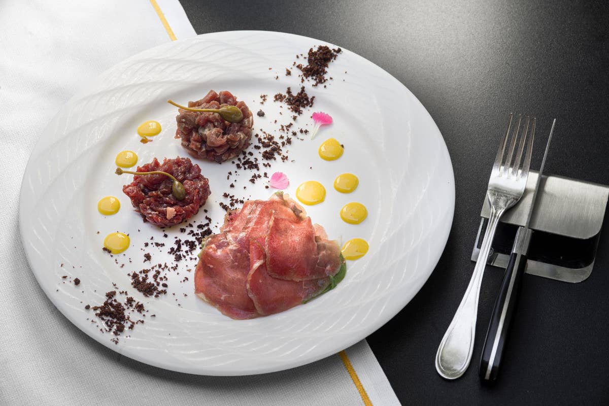 Tartare di chianina e maremmana e sashimi marinato di scottona