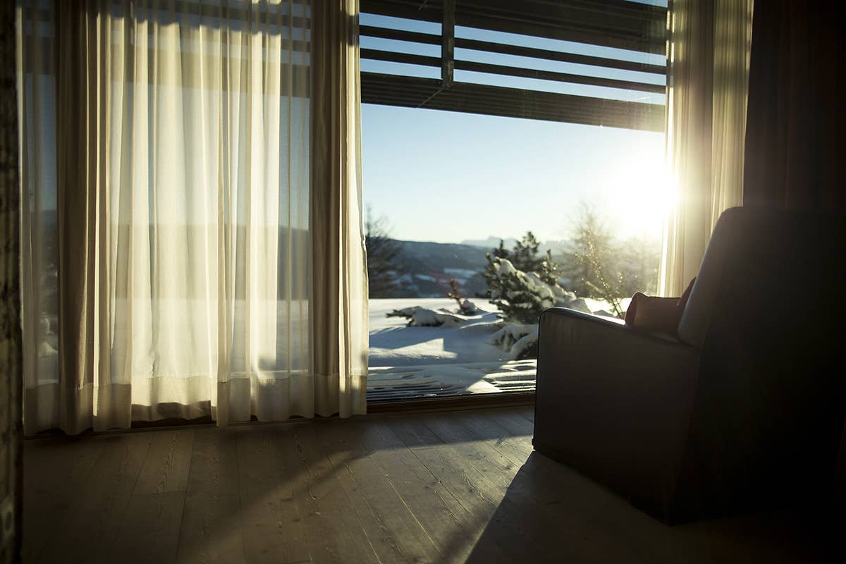 La vista dalle camere. Foto: Florian Andergasse San Valentino sperduti tra i monti ma lusso green