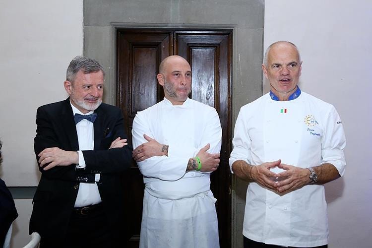 Alberto Lupini, Marco Ortolani ed Enrico Derflingher (Euro-Toques dà spazio ai giovani 
Cena di gala firmata dai soci under 30)