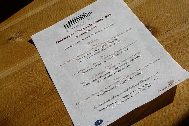 Il menu (Euro-Toques, il ritorno a Donna Olimpia )